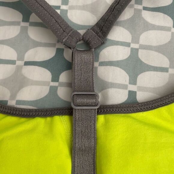 Nearly New! Athleta Neon Yellow Gray Trim Racerback Sports Bra - Small - Picture 5 of 8